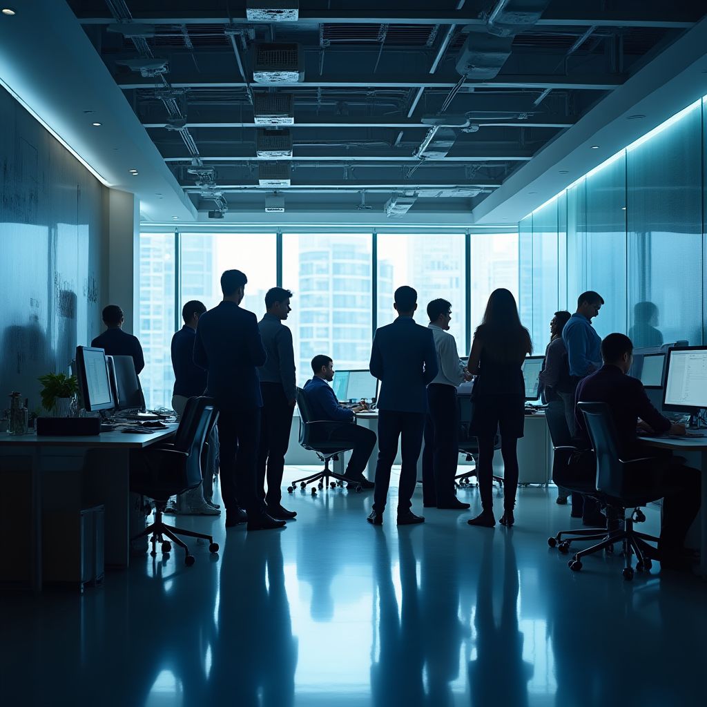 Equipo diverso de profesionales financieros trabajando juntos