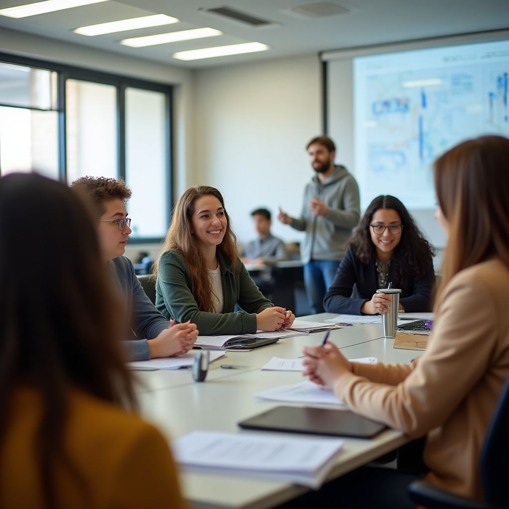 Estudiantes en clase de iniciación a inversiones
